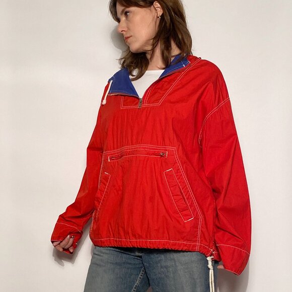 Vintage 1990s GAP Quarter Zip Hooded Windbreaker with EMBROIDERED Logo! M to L - Picture 5 of 11